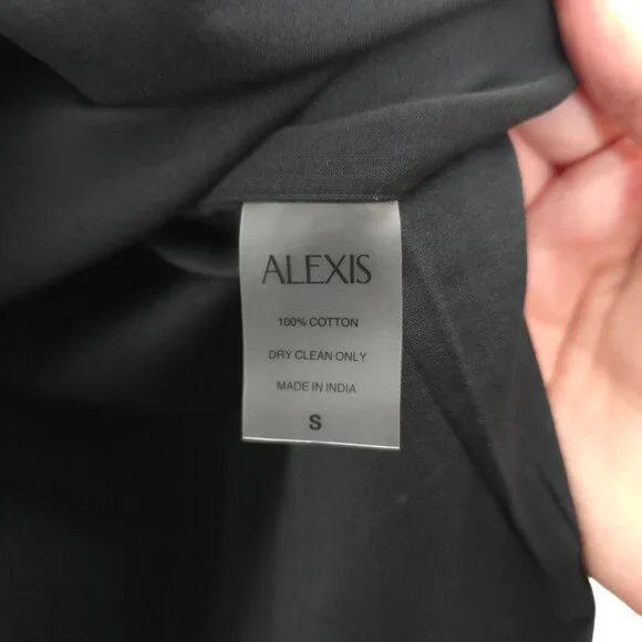 Alexis Malia Midi Dress Black Mirrored Grommet Curved Size S NWT‎ - Picture 9 of 11